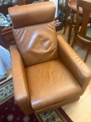 Sillón relax abatible piel marrón
