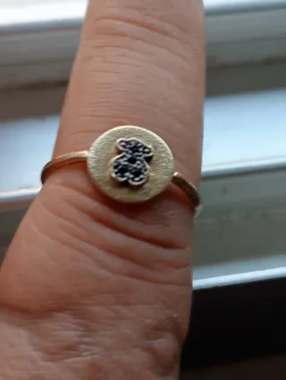 Anillo Tous Vermeil con Espinelas Negras