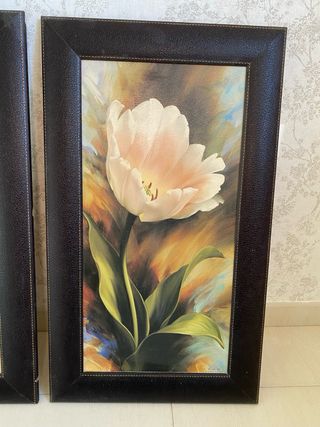 Set 2 Cuadros Flores Rosa y Tulipán