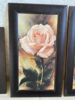 Set 2 Cuadros Flores Rosa y Tulipán