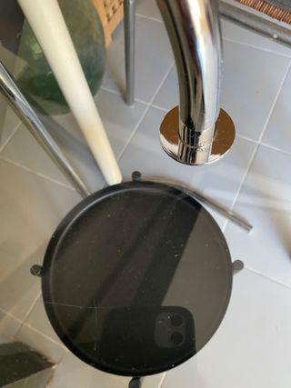 Mesa auxiliar IKEA Ry vintage cromo y cristal