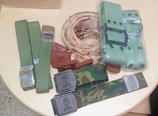 Conjunto cinturones militares verdes y hebillas