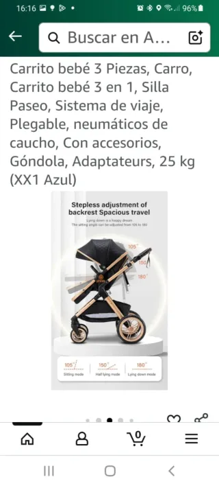 Carrito Bebé 3 Piezas Azul (XX1)