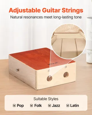 Cajon Box Drum Corde per Chitarra Interne in Legno