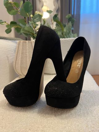 Tacones negros plataforma con brillos