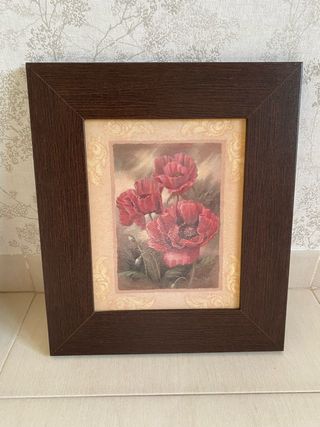 Cuadro de amapolas en madera y papel