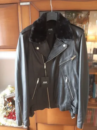 Cazadora Biker Cuero DR&N Negra