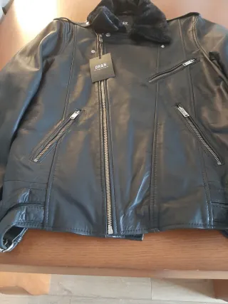 Cazadora Biker Cuero DR&N Negra