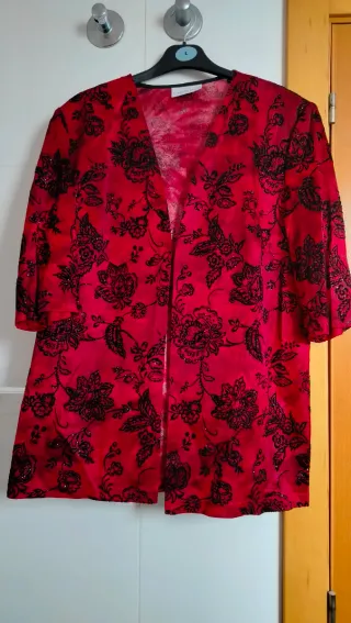Blusa Hermann Lange Roja Estampada Talla 40