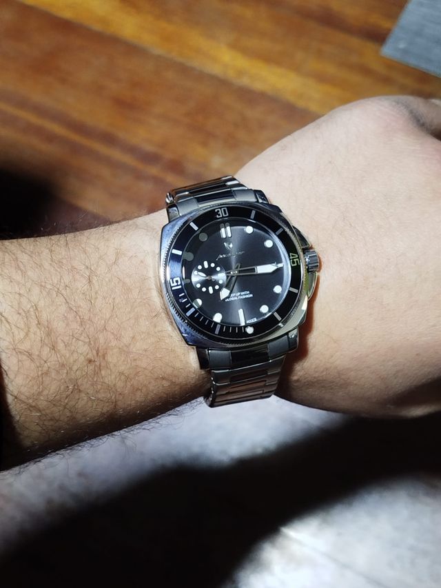 Reloj Poedagar Diver 44mm Acero Inoxidable Negro