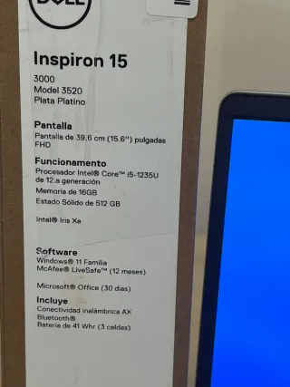 Portátil Dell Inspiron 15 3520 Intel i5 512 GB