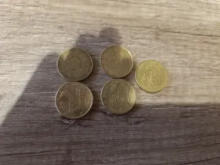 Lote 5 monedas 50 céntimos varios países