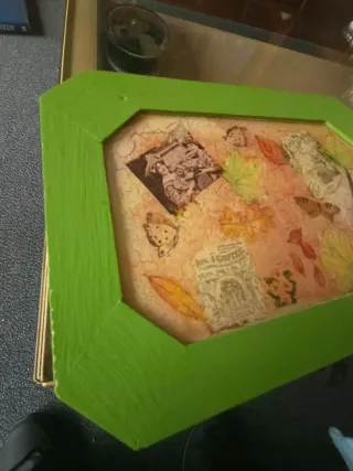 Caja decorada a mano con cristal craquelado