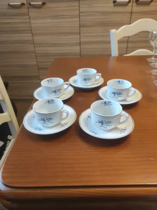 Juego de 5 tazas de café de porcelana
