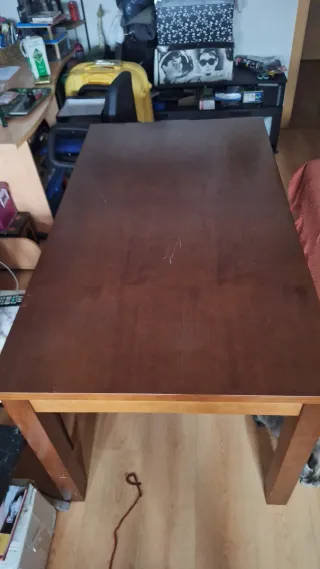 Mesa de madera extensible abierta mide 50cm mas