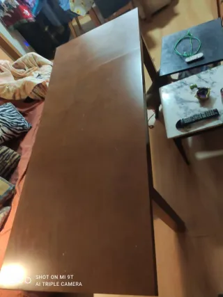 Mesa de madera extensible abierta mide 50cm mas