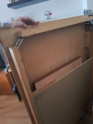 Mesa de madera extensible abierta mide 50cm mas