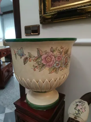 Juego de jarrones decorativos beige y verde