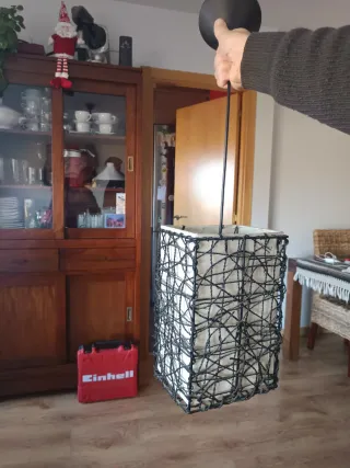 Lampada da soffitto a sospensione in tela e rafia