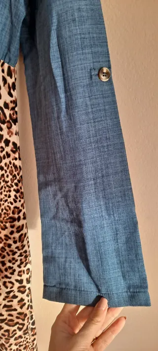 Vestido camisero jean y estampado leopardo