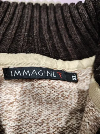 Maglione beige e marrone con zip