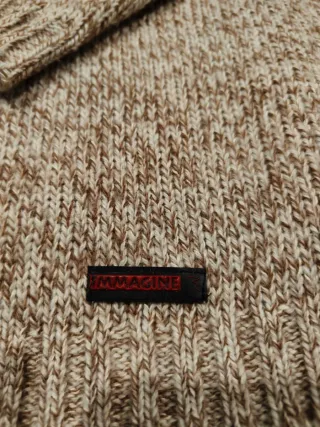 Maglione beige e marrone con zip