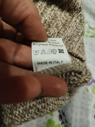 Maglione beige e marrone con zip