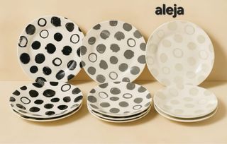 Set 12 piatti decorati con foglie