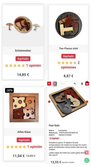 COLECCIÓN 4 PUZZLES DE MADERA DE DISEÑO MUY RAROS