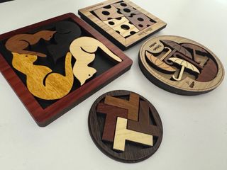 COLECCIÓN 4 PUZZLES DE MADERA DE DISEÑO MUY RAROS