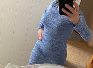 Vestido azul y blanco manga larga