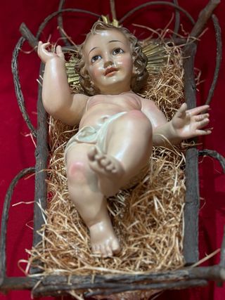 Escultura Niño Jesús Grande Antiguo 46cm peseble