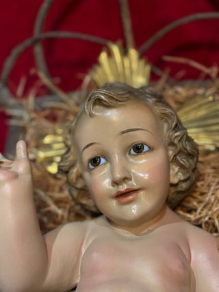 Escultura Niño Jesús Grande Antiguo 46cm peseble