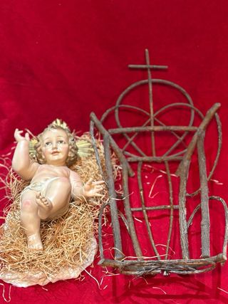 Escultura Niño Jesús Grande Antiguo 46cm peseble