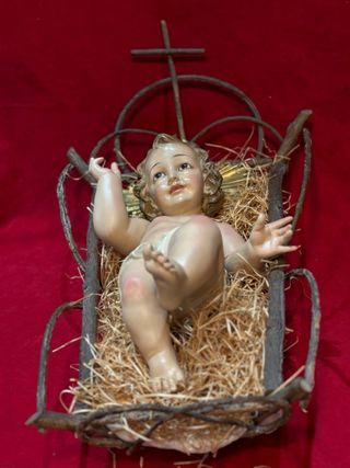 Escultura Niño Jesús Grande Antiguo 46cm peseble