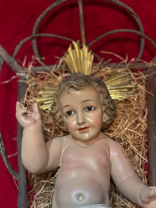 Escultura Niño Jesús Grande Antiguo 46cm peseble