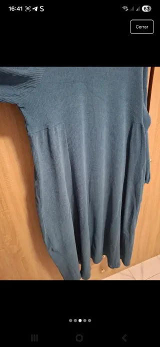 Vestido largo punto invierno azul talla única