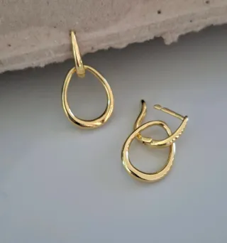 Pendientes Aro Baño Oro 18k Plata Ley