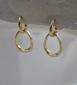 Pendientes Aro Baño Oro 18k Plata Ley