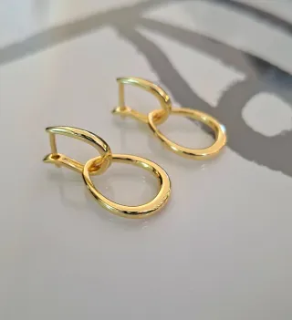 Pendientes Aro Baño Oro 18k Plata Ley