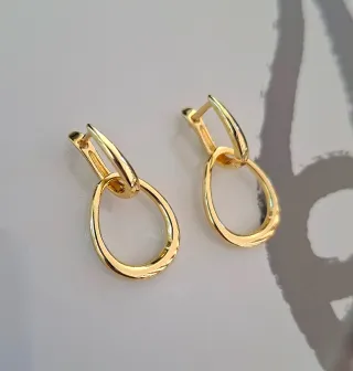 Pendientes Aro Baño Oro 18k Plata Ley
