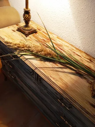 Mueble tocador vintage madera y metal