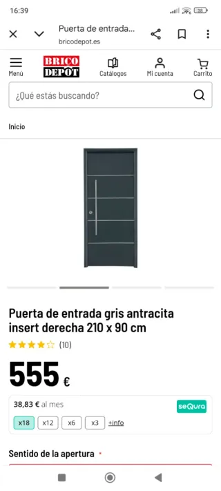 Puerta blindada apertura derecha