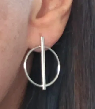 Pendientes de plata aro y barra
