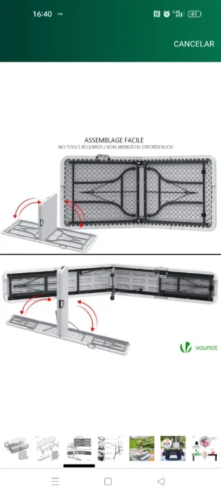 Mesa plegable de plástico con bancos