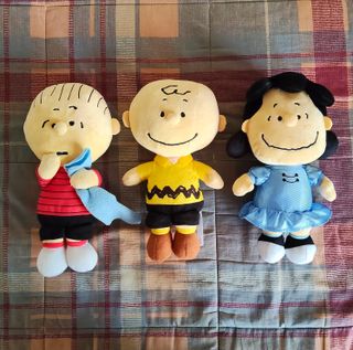 Set 3 peluche Peanuts: Charlie Brown, Linus, Lucy