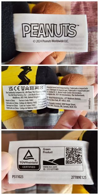 Set 3 peluche Peanuts: Charlie Brown, Linus, Lucy