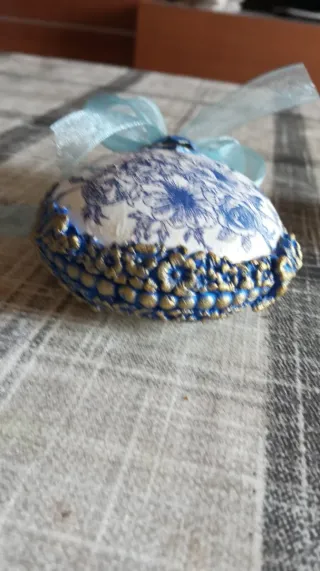 Adorno Navideño Azul y Dorado