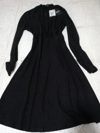 Vestido fiesta negro Cortefiel talla S