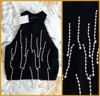 Top sin mangas. De chenilla. De Zara. Nuevo a estr